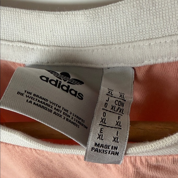 adidas Originals Pink Ringer Tee w/ White 3-Stripes Logo – XL - Picture 3 of 7